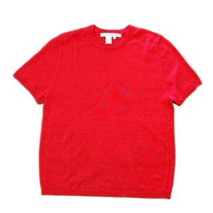 COMPOSITIONS 100% SILK WOMENS RED RIBBED KNIT CREW NECK PULLOVER SWEATER SIZE S